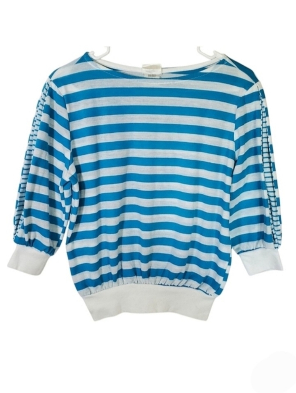 2257 * Byer California Striped Top Blue White Suze M Vintage 80s